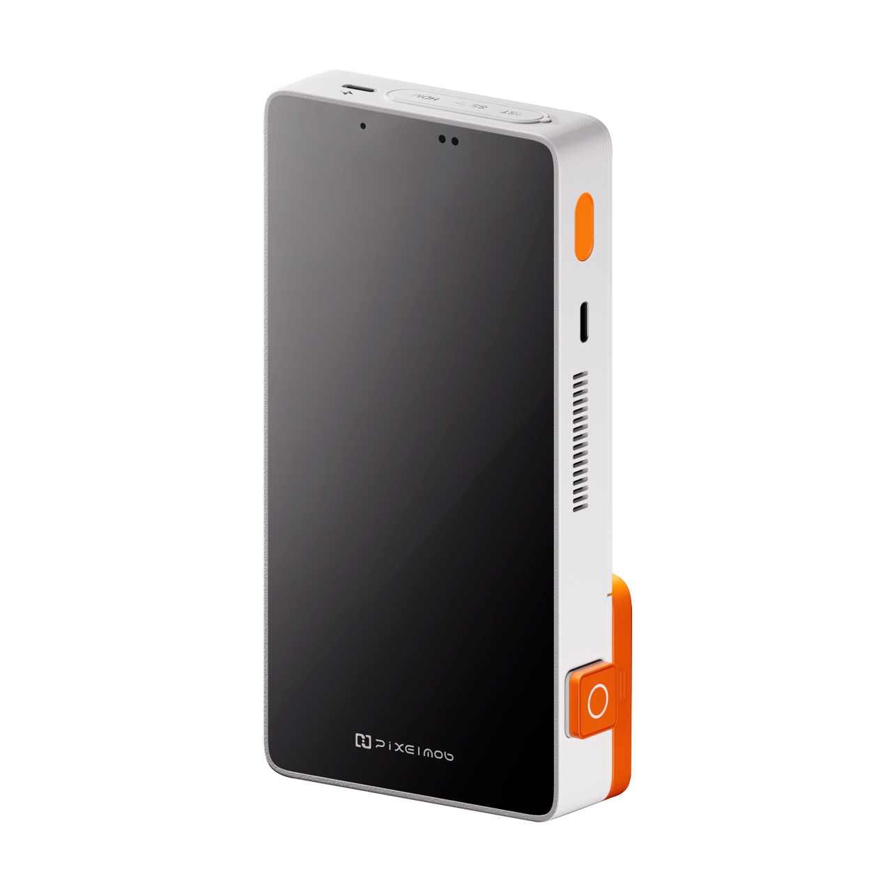PixelMob standard model in silver with orange accents