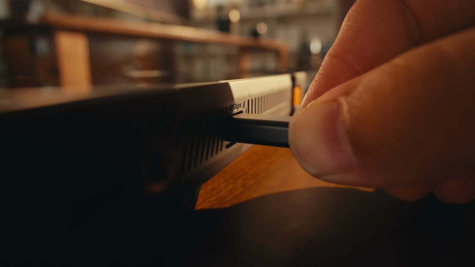 USB4 cable being connected to the PixelMob Pro port